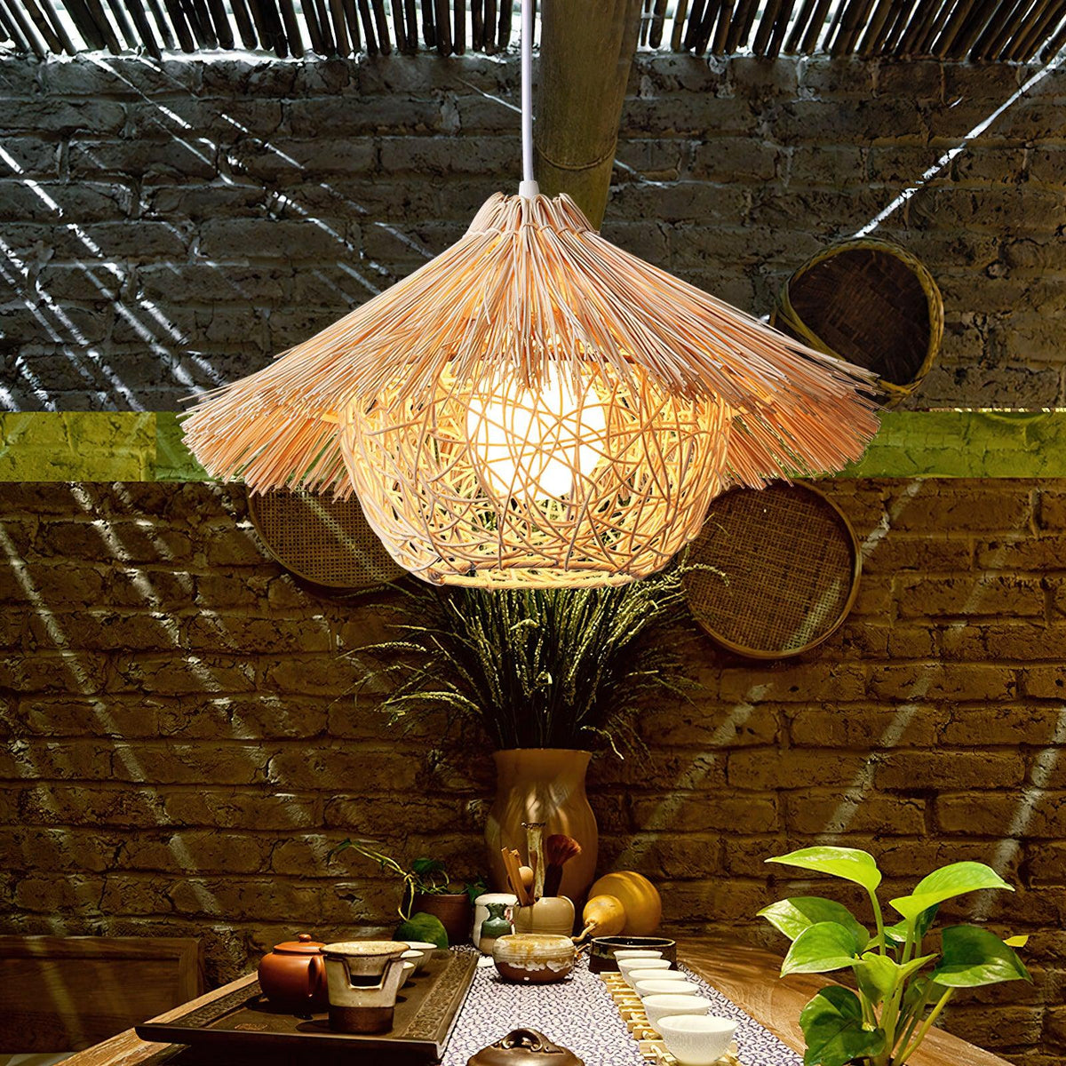 Aldoria Suspension en Rattan Chapeau de Paille