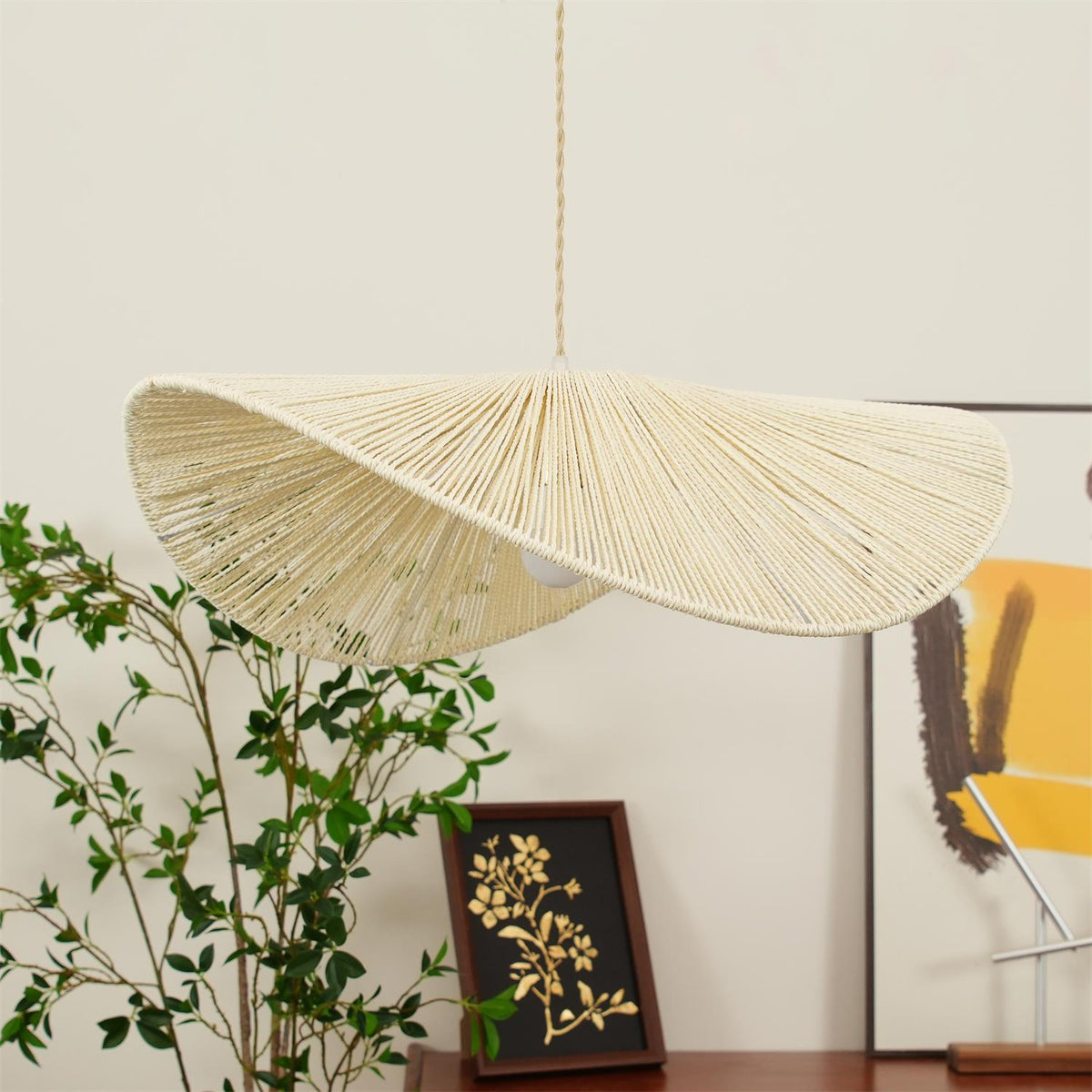 Solara Handwoven Natural Rattan Pendant Light-Neutral Decor