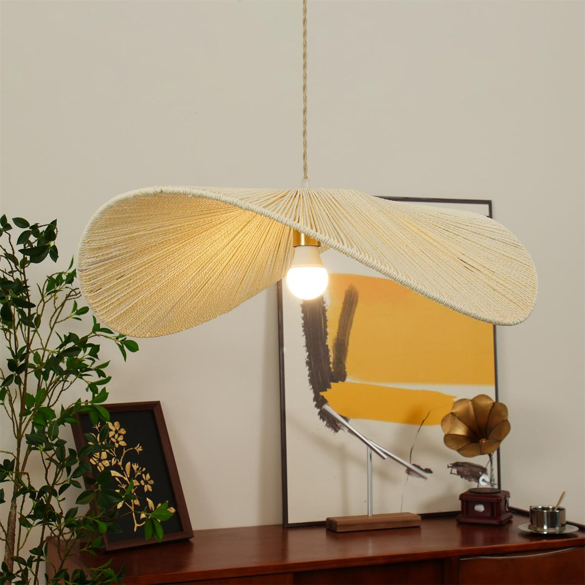 Solara Handwoven Natural Rattan Pendant Light-Neutral Decor