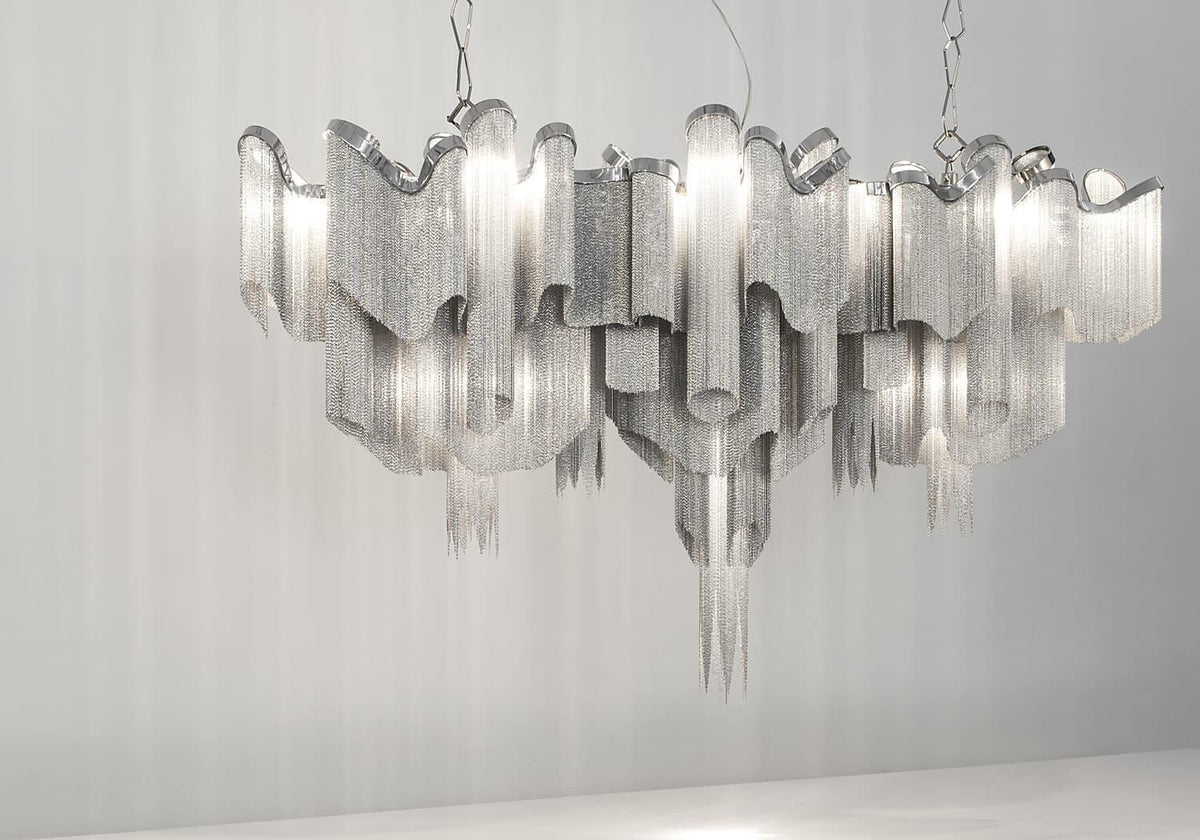 Ivararia Suspension Lampe Chaîne en Nickel Coulant