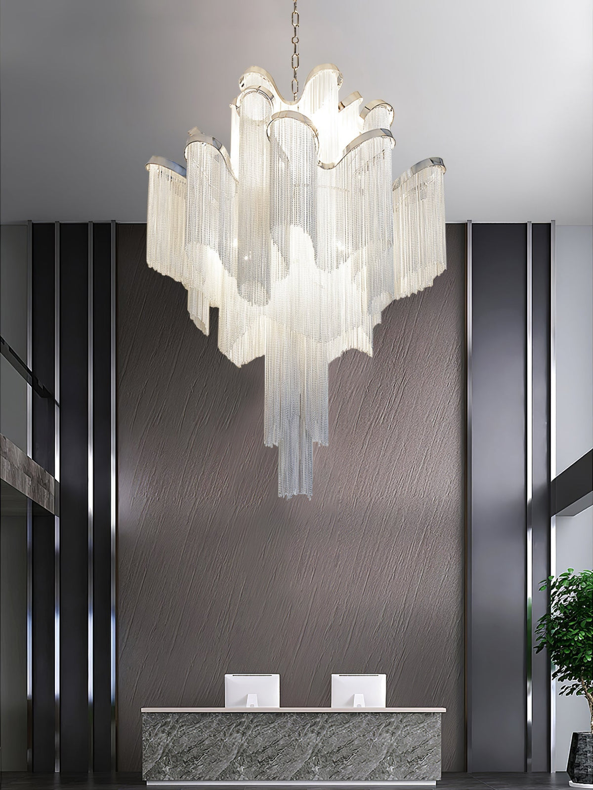 Ivararia Suspension Lampe Chaîne en Nickel Coulant