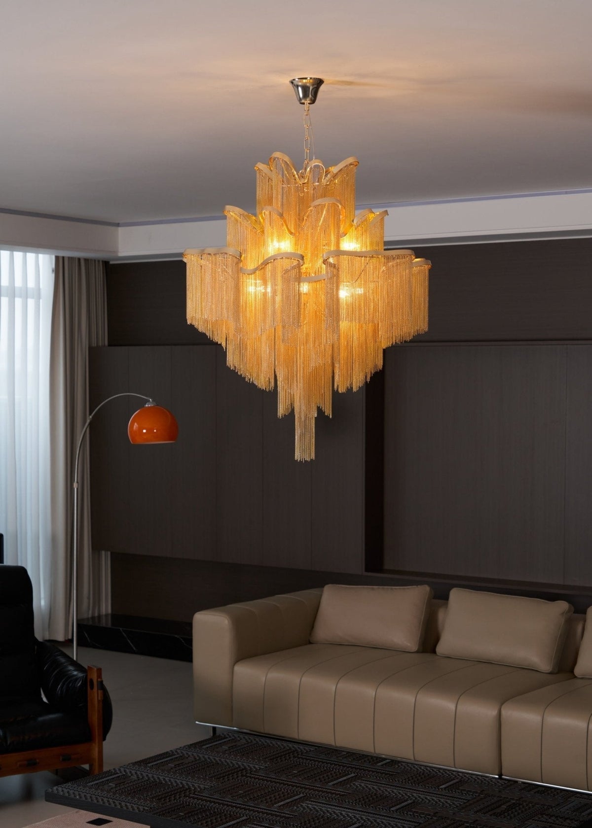Ivararia Suspension Lampe Chaîne en Nickel Coulant