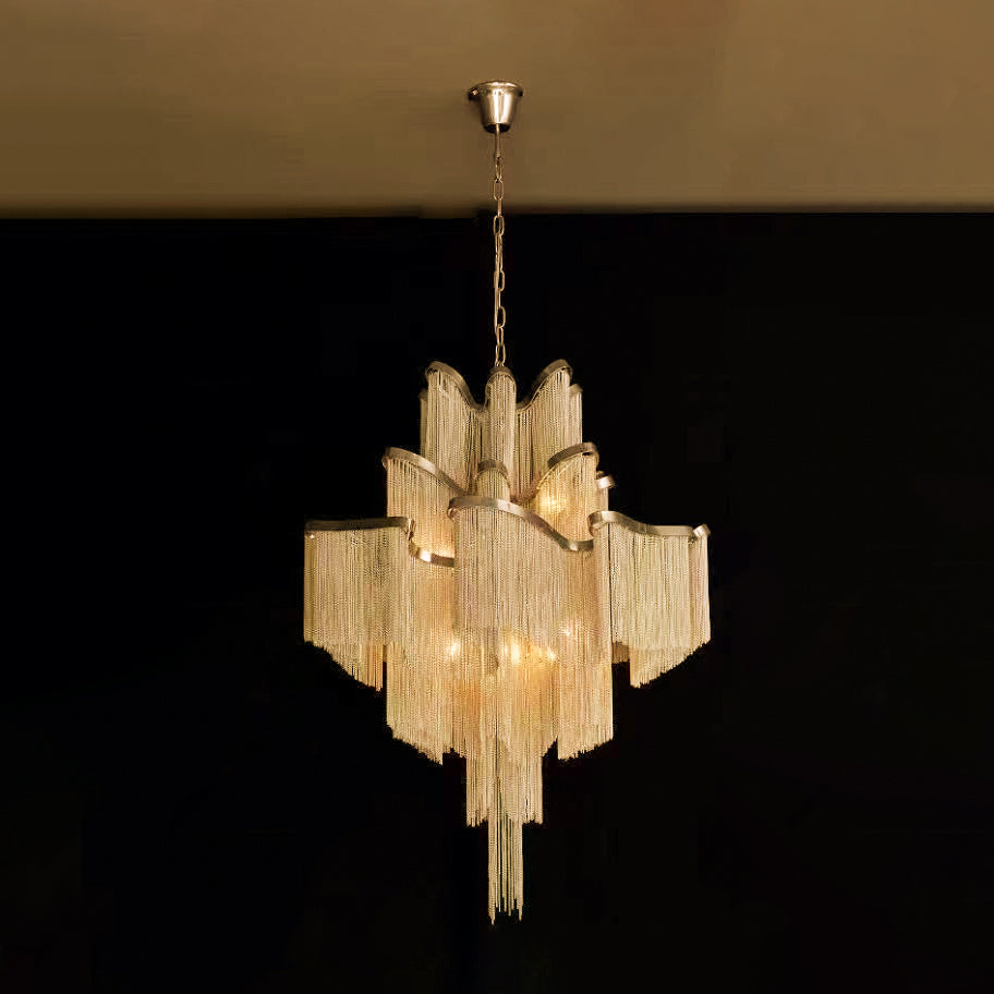 Ivararia Suspension Lampe Chaîne en Nickel Coulant