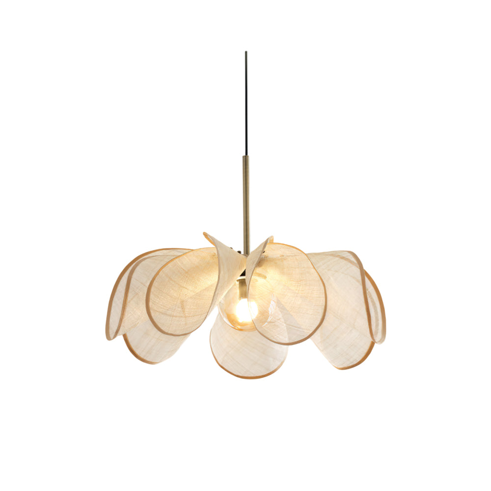 Styria Petals Pendant Lamp in light brown against a neutral wall.