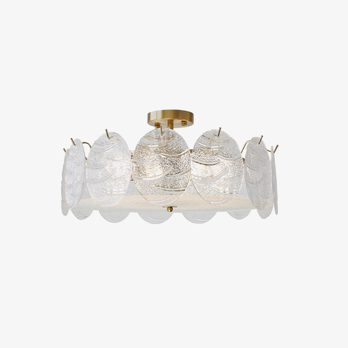 Feline Lampe De Plafond Avec Finition Dorée Et Verre Strié