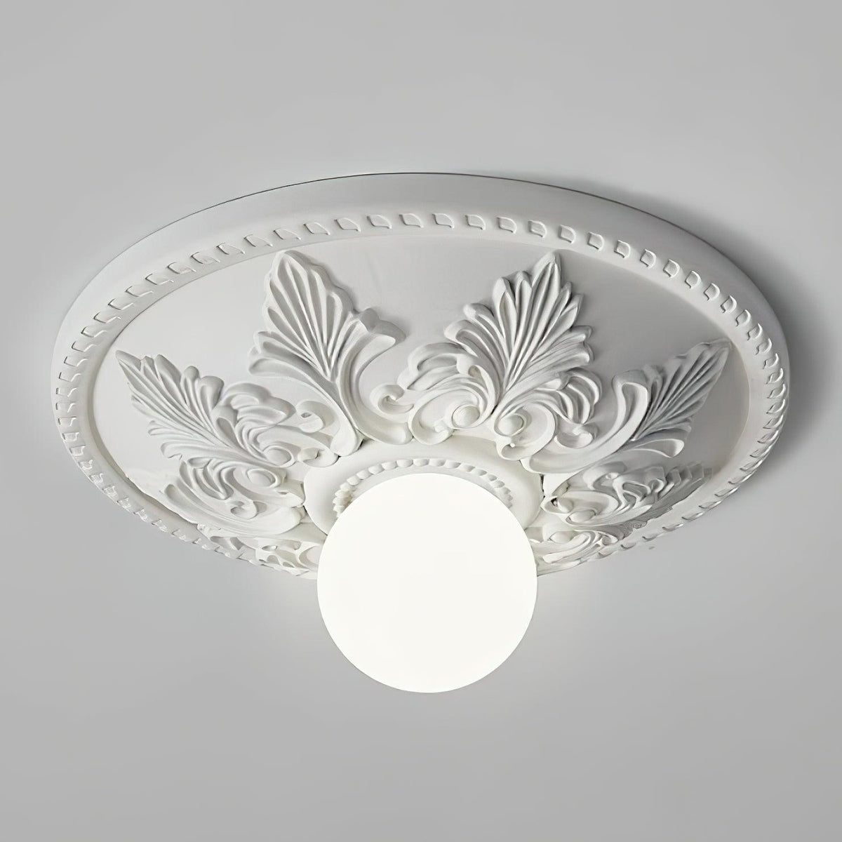 Ceiling Light Resin Canopy Glass Globe Classic Ornate-Neutral Decor