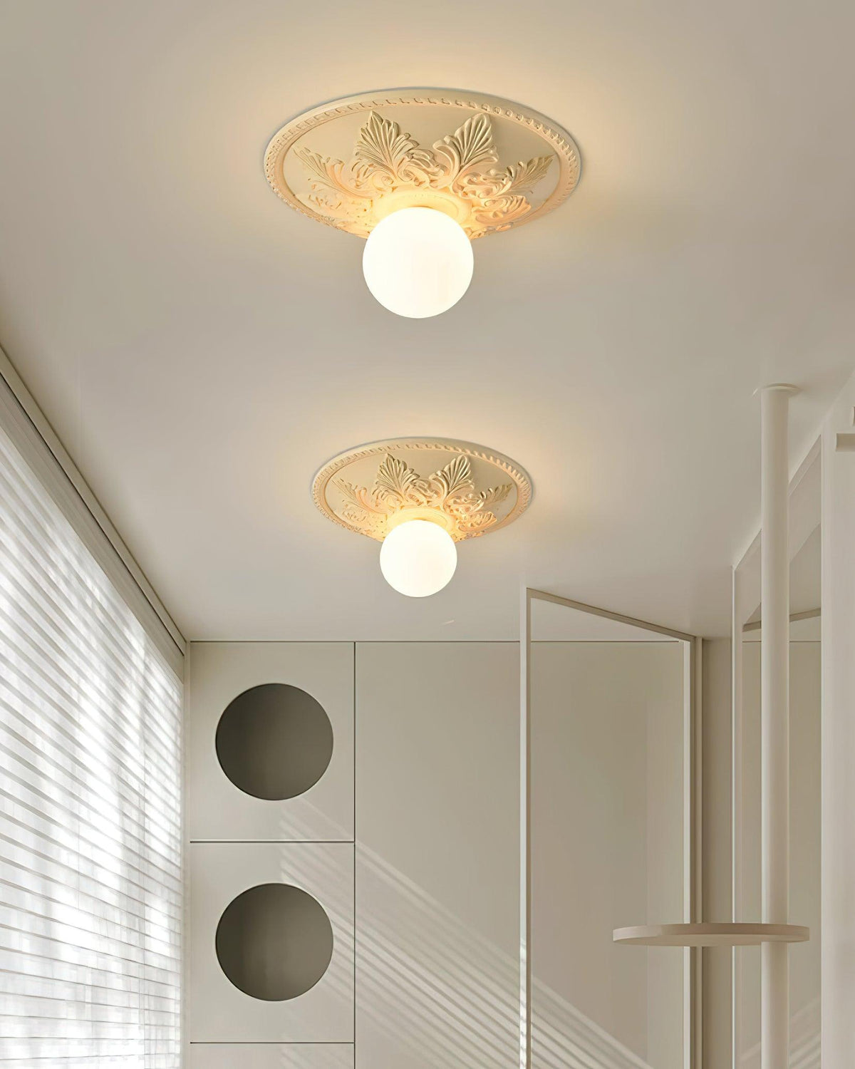 Ceiling Light Resin Canopy Glass Globe Classic Ornate-Neutral Decor