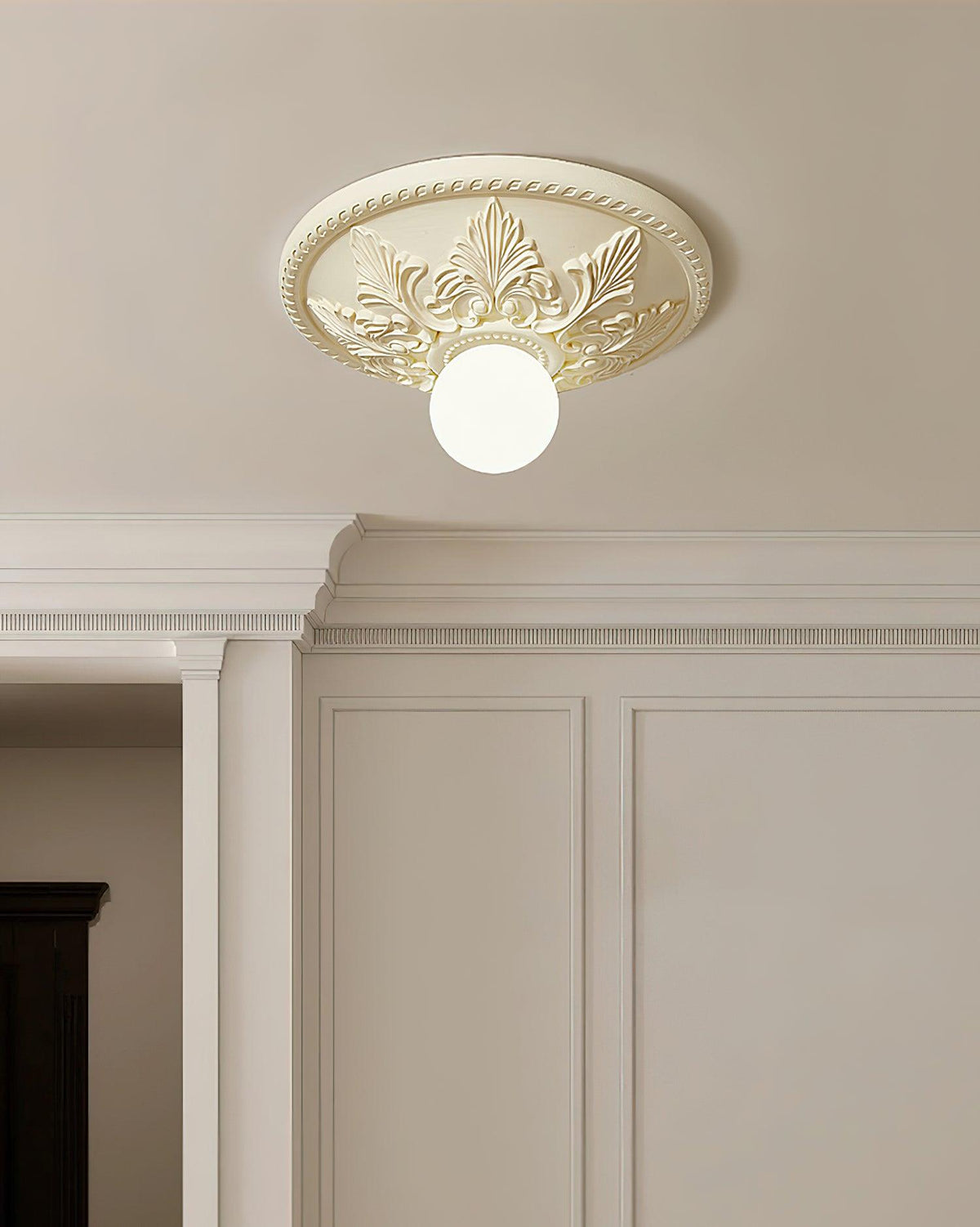 Ceiling Light Resin Canopy Glass Globe Classic Ornate-Neutral Decor