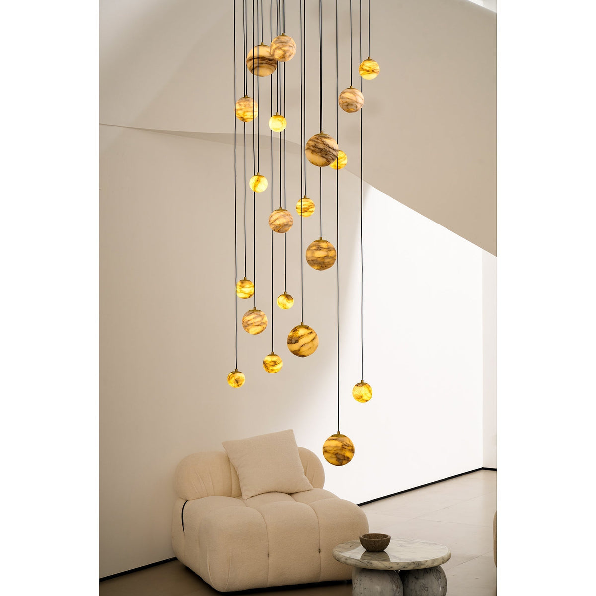 Sultana Chandelier Alabaster Cluster Orb Cascade-Neutral Decor