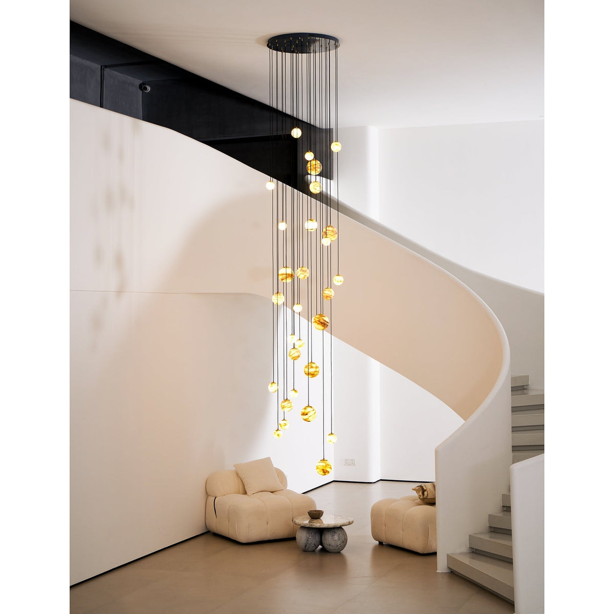Sultana Chandelier Alabaster Cluster Orb Cascade-Neutral Decor