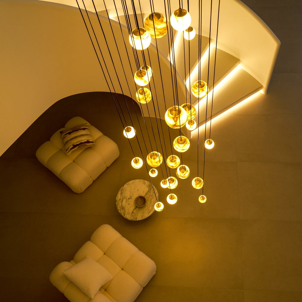 Sultana Chandelier Alabaster Cluster Orb Cascade-Neutral Decor