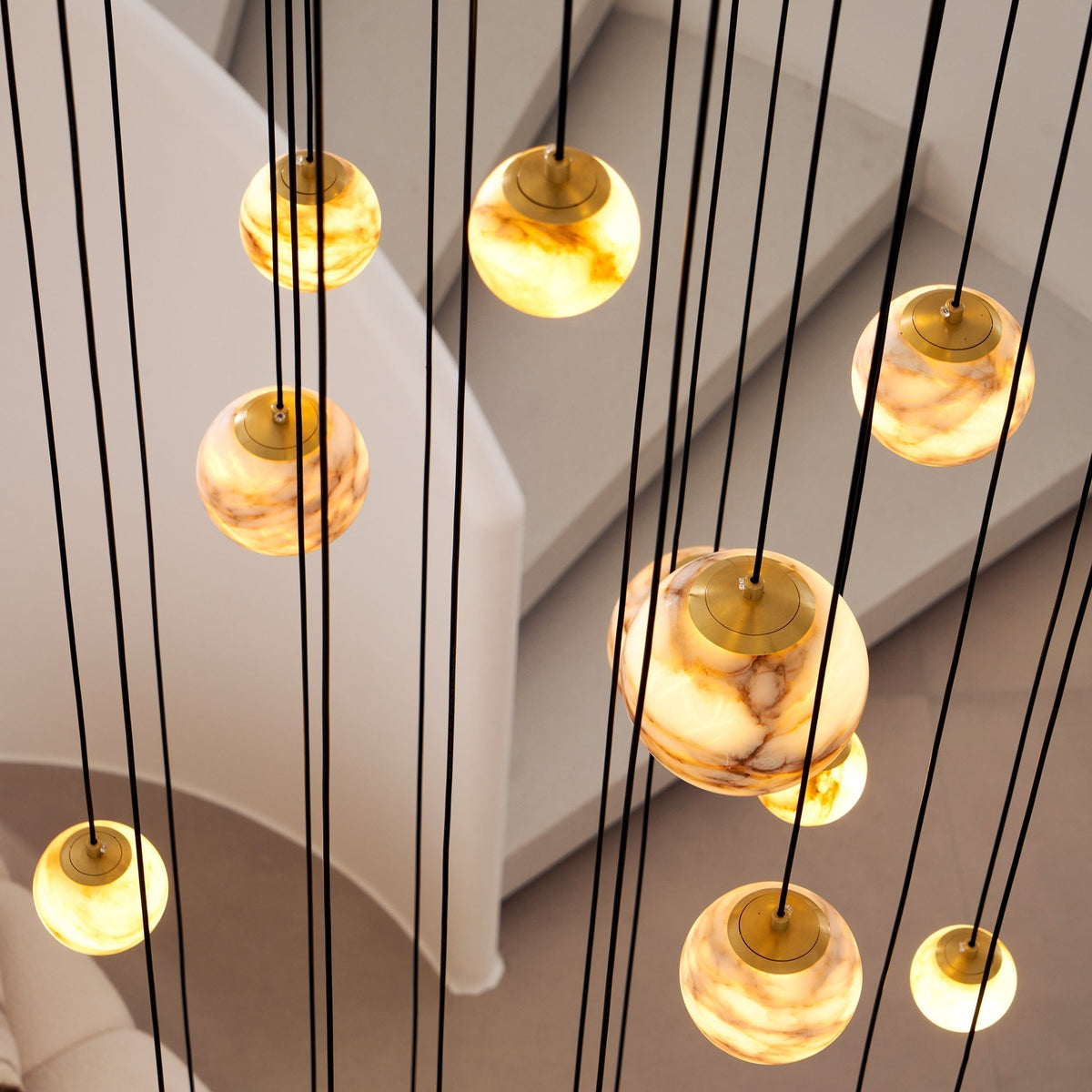 Sultana Chandelier Alabaster Cluster Orb Cascade-Neutral Decor