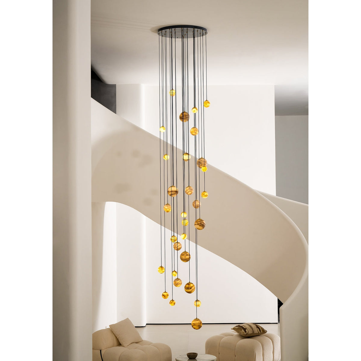 Sultana Chandelier Alabaster Cluster Orb Cascade-Neutral Decor