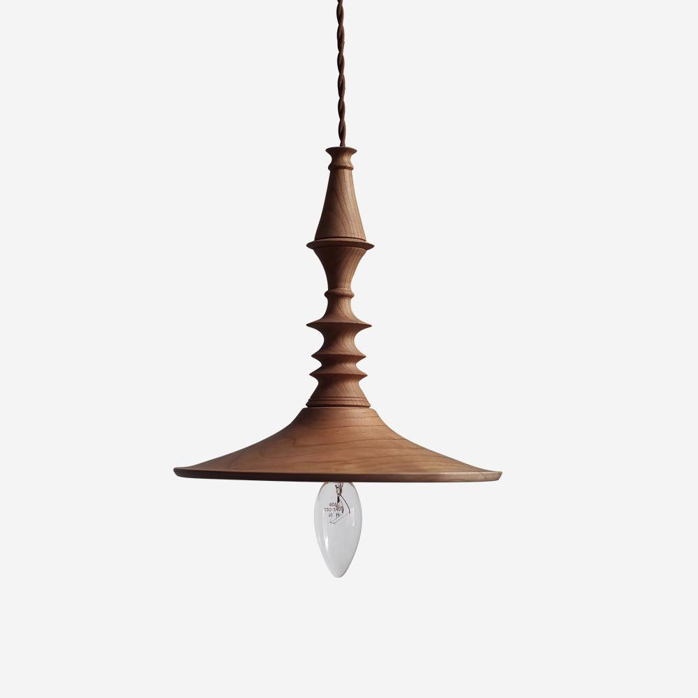 Pendant Lamp Wood Walnut Shade Modern Minimalist Cozy Warm-Neutral Decor