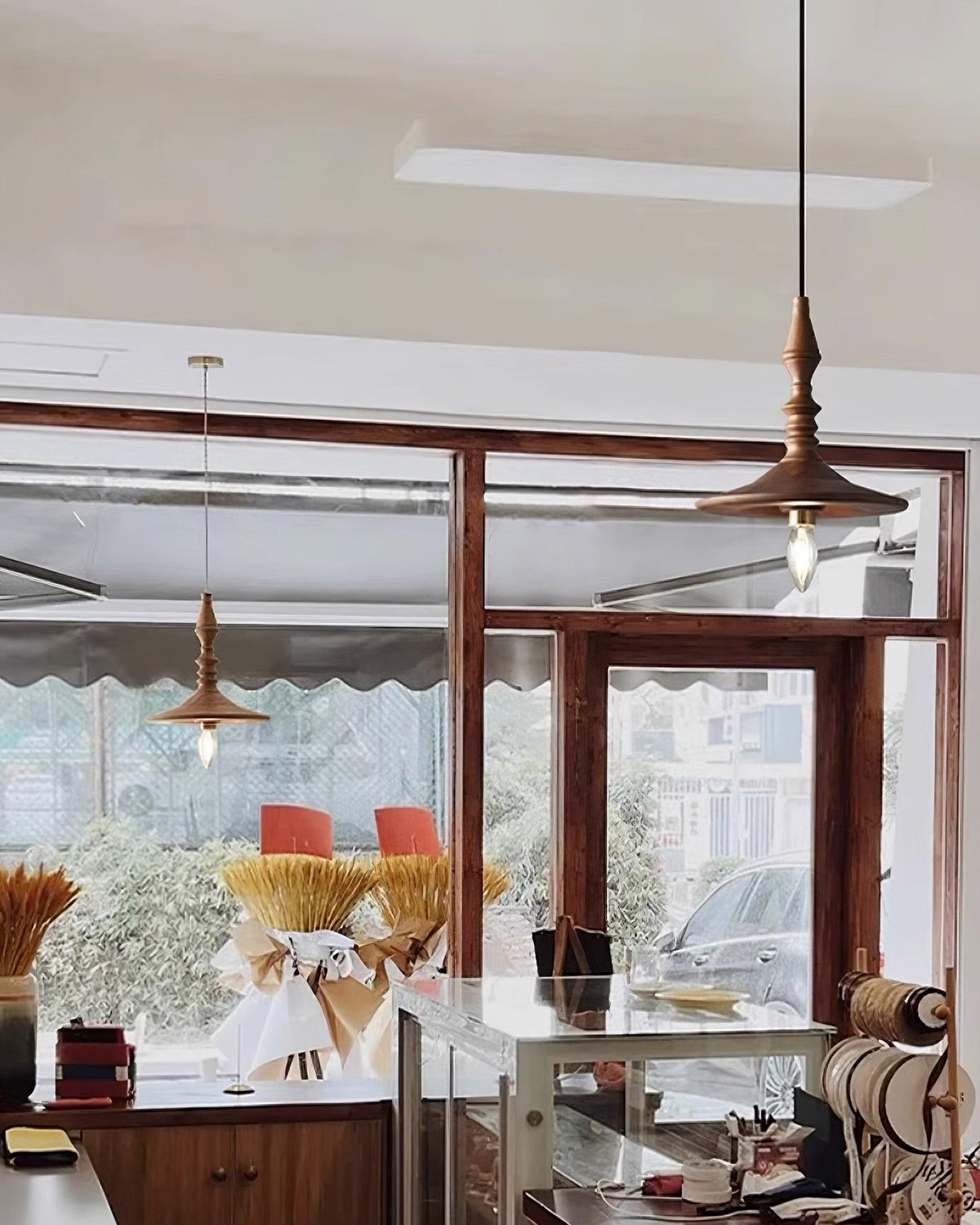 Pendant Lamp Wood Walnut Shade Modern Minimalist Cozy Warm-Neutral Decor