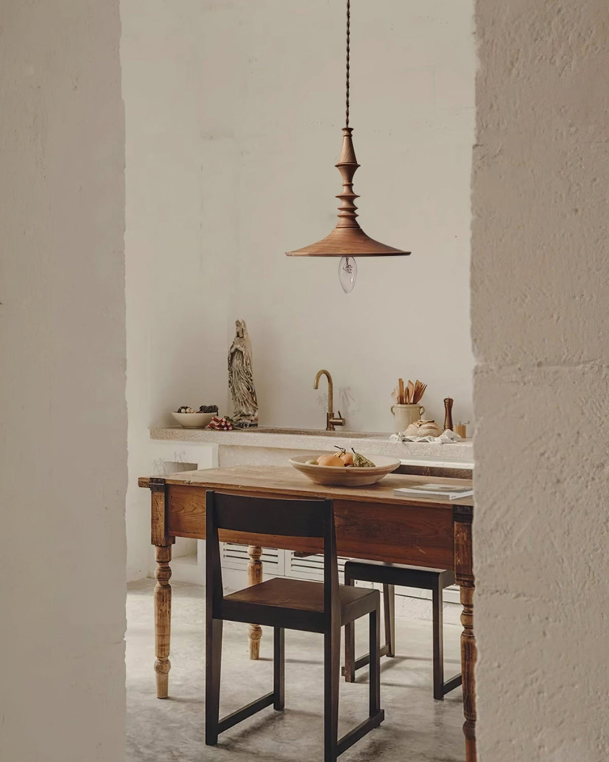 Pendant Lamp Wood Walnut Shade Modern Minimalist Cozy Warm-Neutral Decor