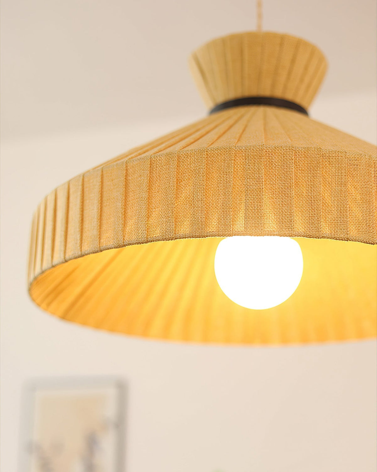 View from below the Surora Pendant Light, showing the light diffuser.
