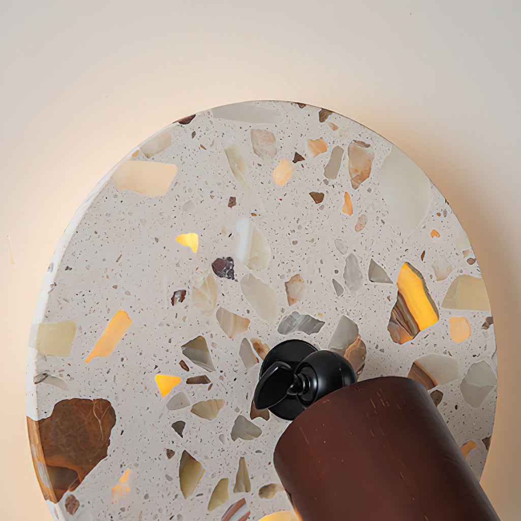 Top-down view of the circular stone backplate.