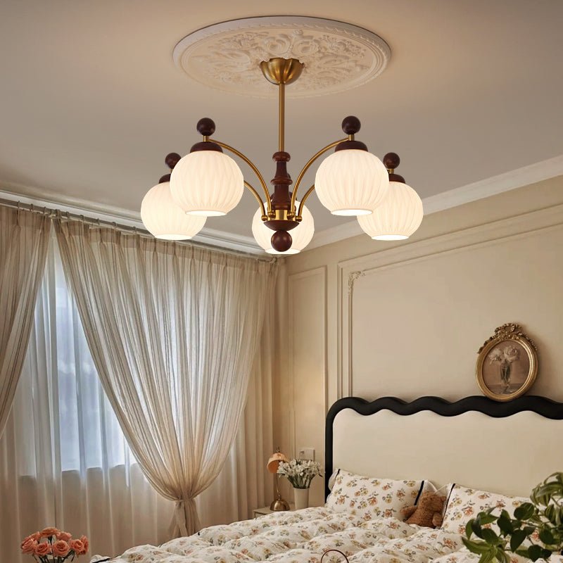 Virara Lustre Classique Orbe Bois Verre Traditionnel