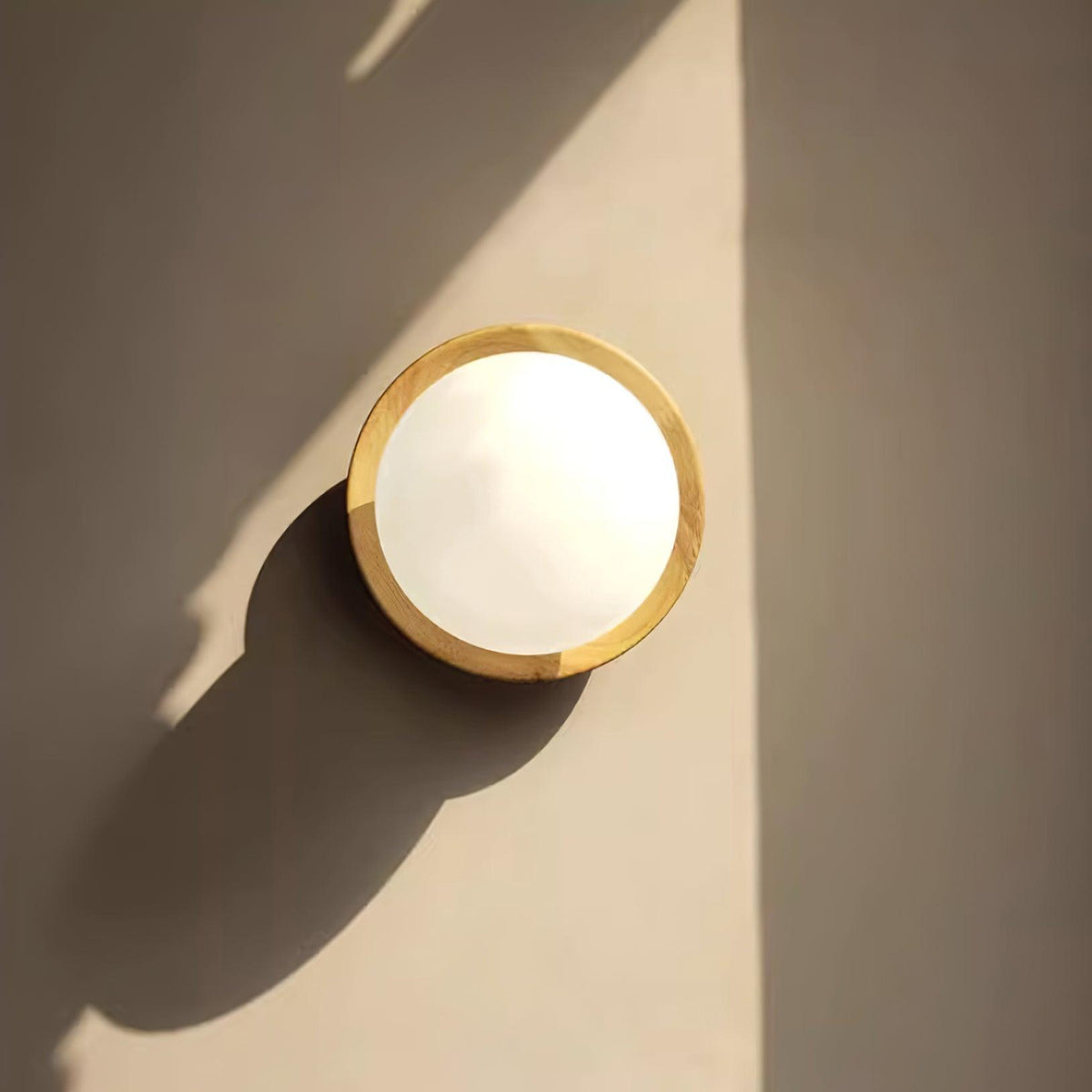 Wall Lamp Metal Body with Wood Rim Minimalist Style-Neutral Decor