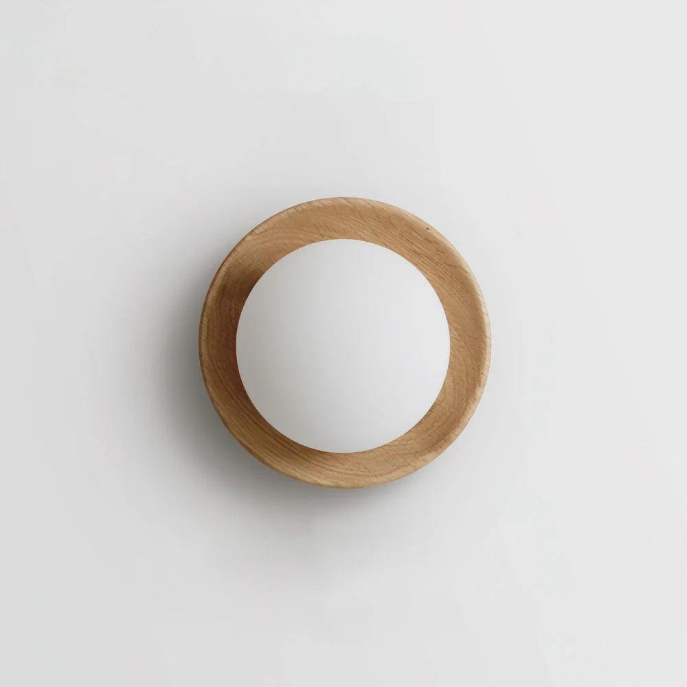Wall Lamp Metal Body with Wood Rim Minimalist Style-Neutral Decor