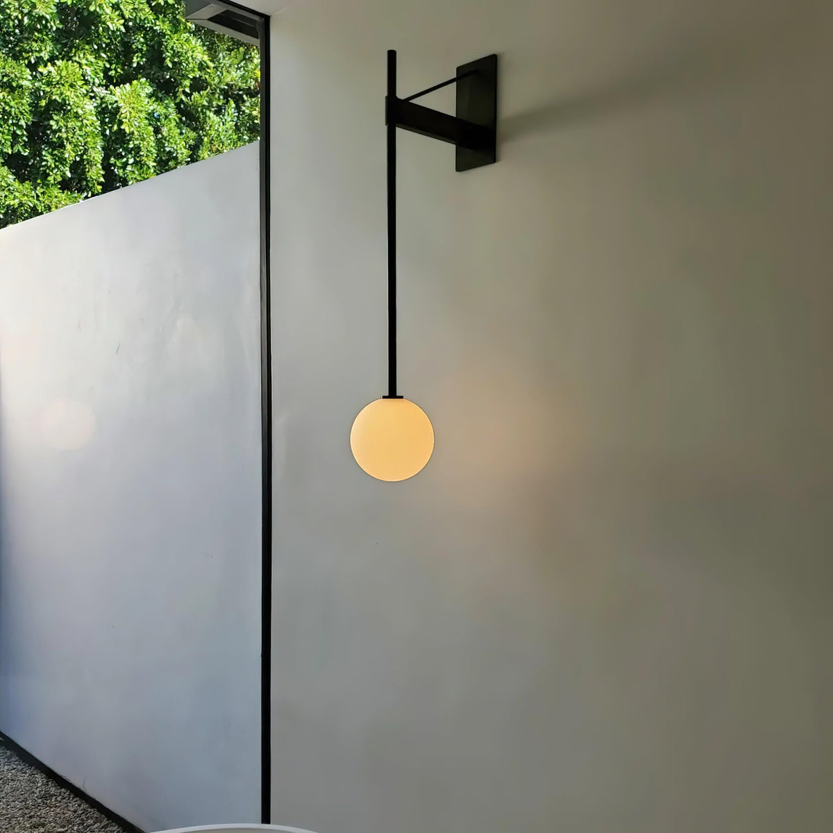 Wall Lamp Metal Rod Glass Globe Minimal Lamp Fixture Bedside-Neutral Decor