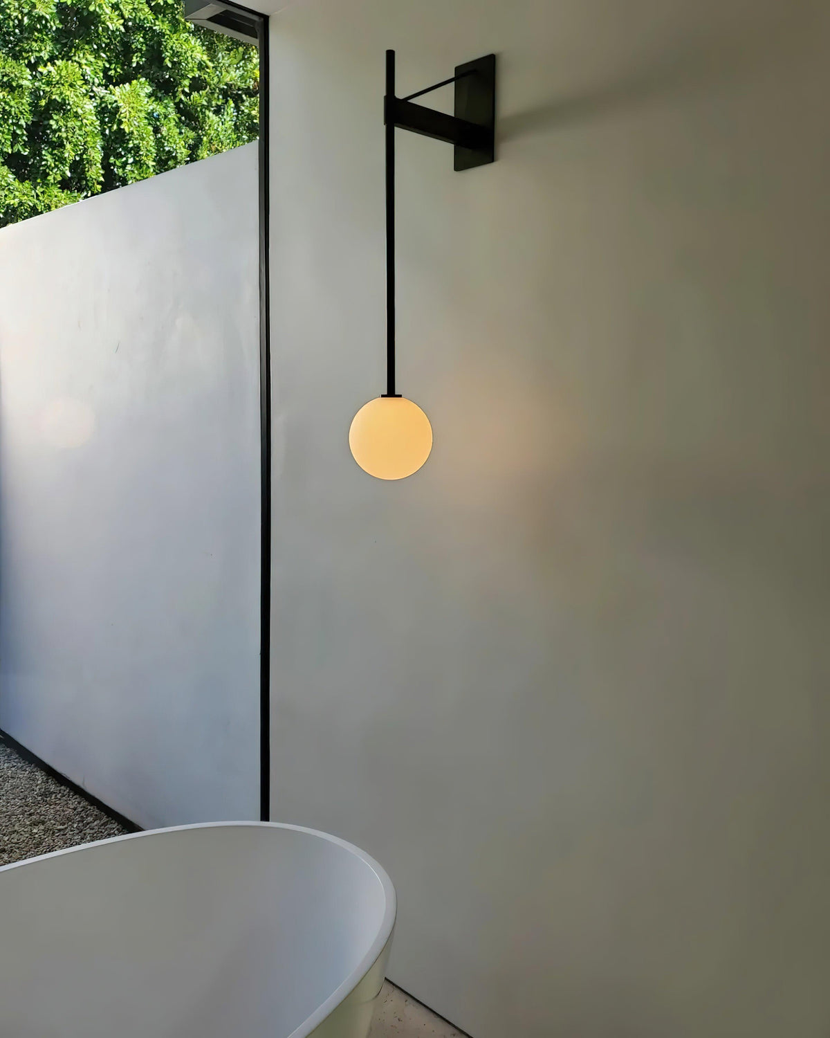 Wall Lamp Metal Rod Glass Globe Minimal Lamp Fixture Bedside-Neutral Decor