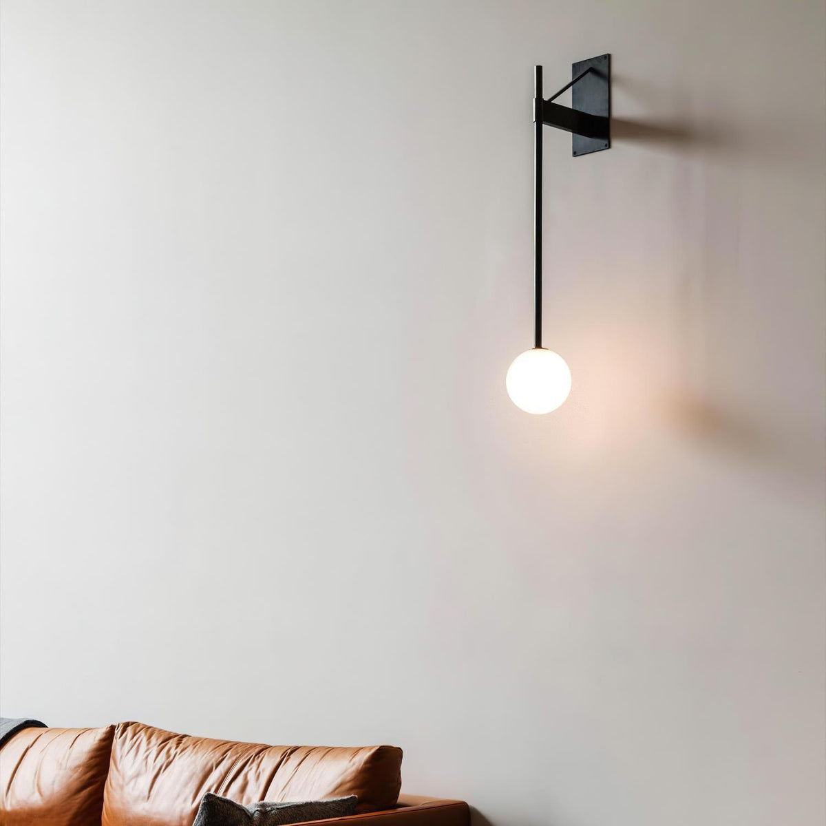 Wall Lamp Metal Rod Glass Globe Minimal Lamp Fixture Bedside-Neutral Decor