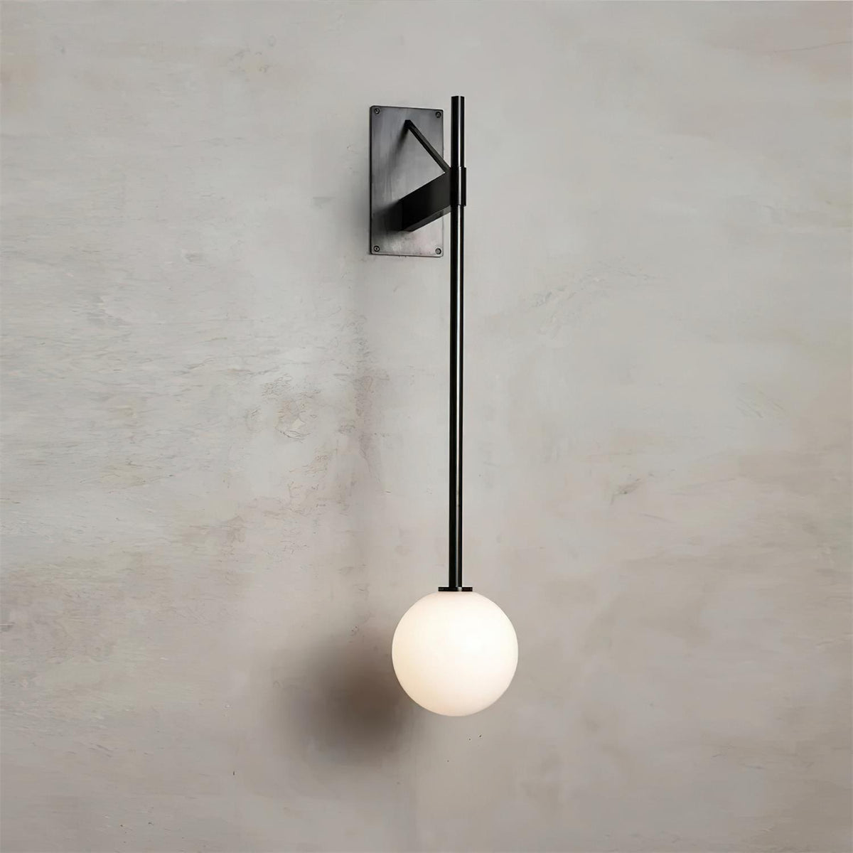 Wall Lamp Metal Rod Glass Globe Minimal Lamp Fixture Bedside-Neutral Decor