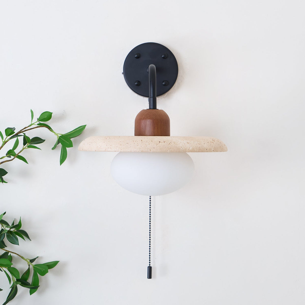 Solaro Travertine Wall Light Pull Chain Switch-Neutral Decor