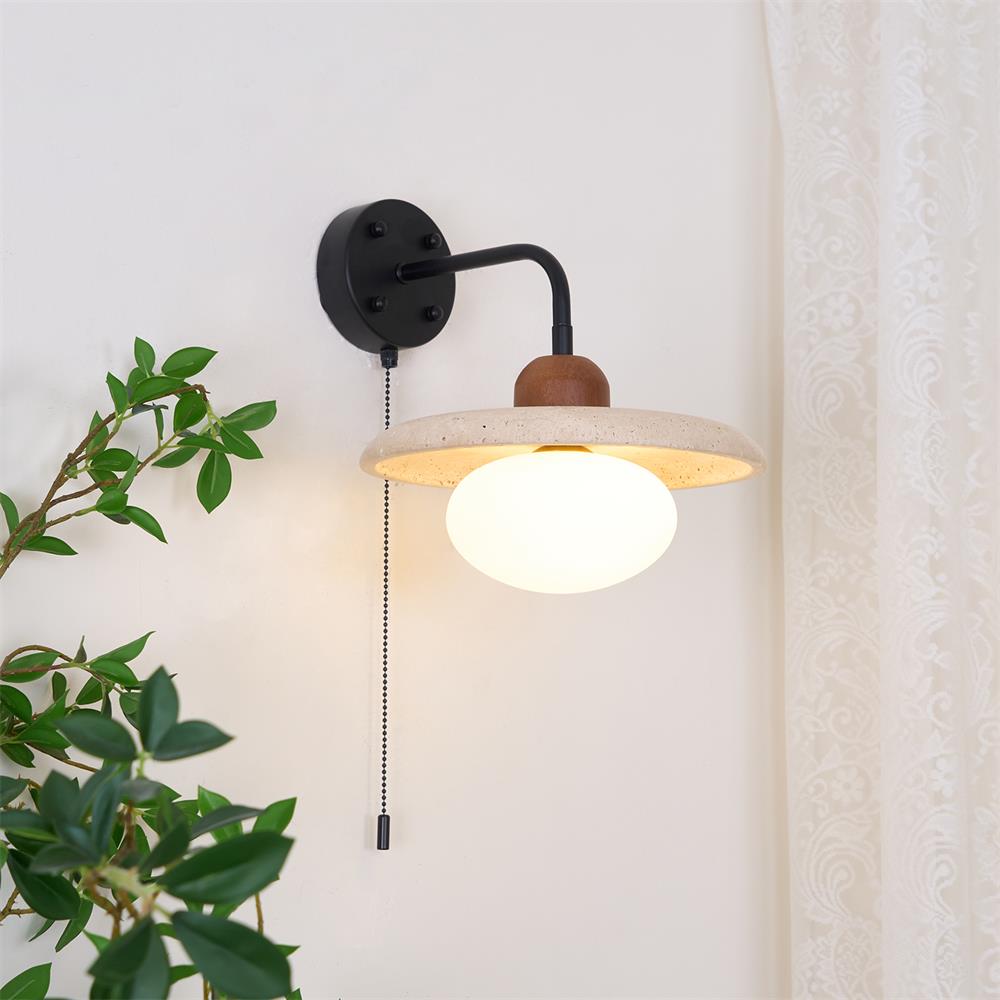 Solaro Travertine Wall Light Pull Chain Switch-Neutral Decor