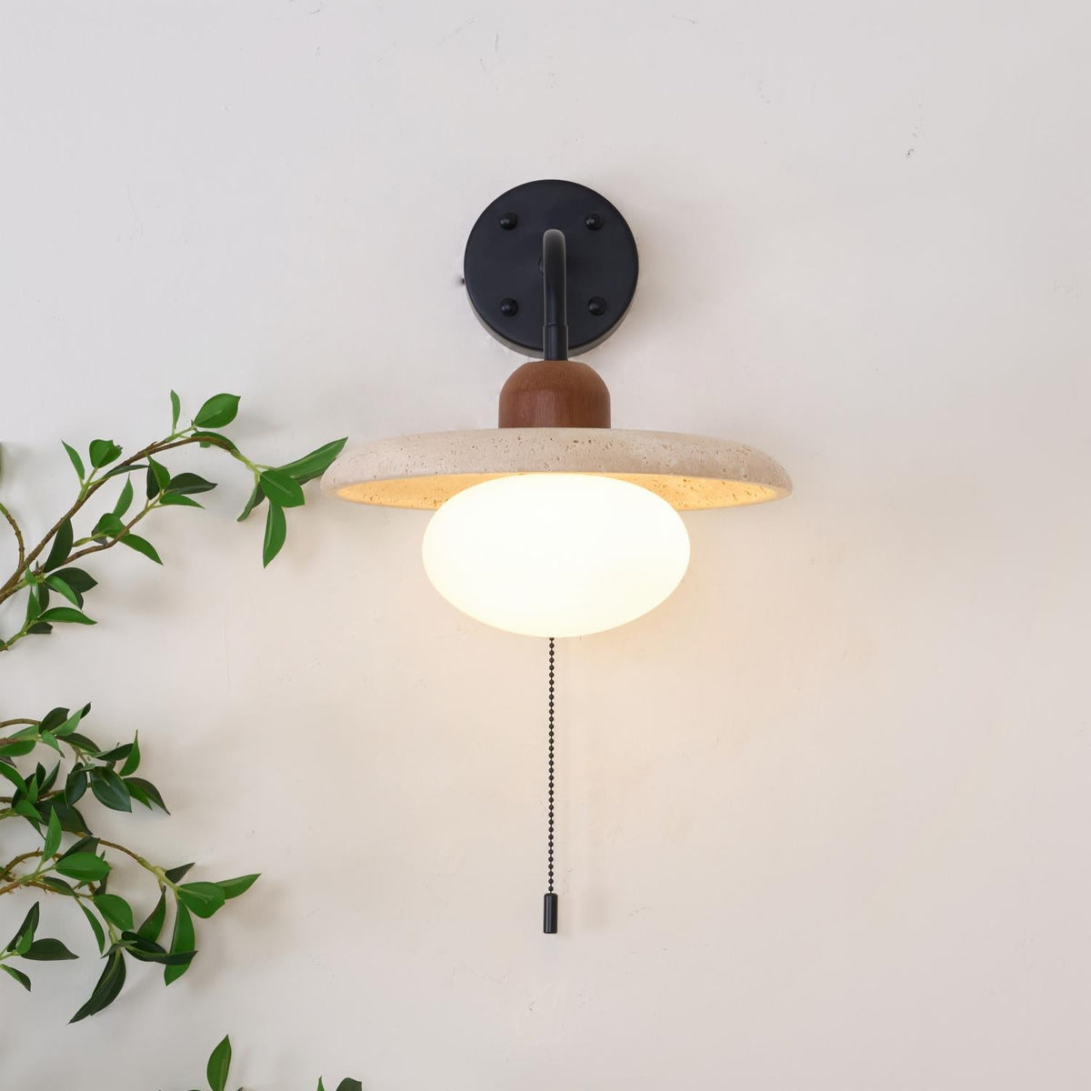 Solaro Travertine Wall Light Pull Chain Switch-Neutral Decor