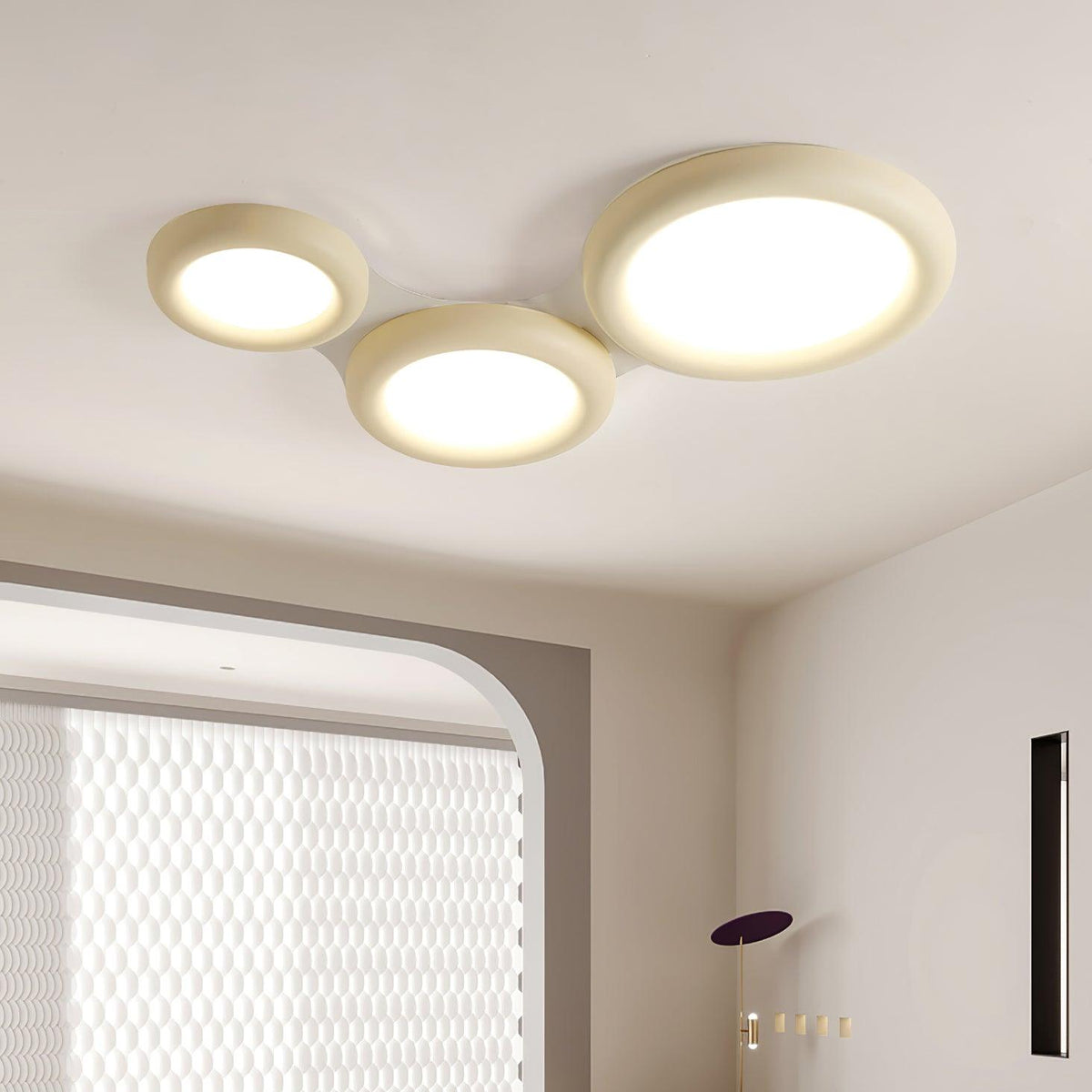 Ceiling Light Beige Flush Mount with Canopy Minimalist-Neutral Decor