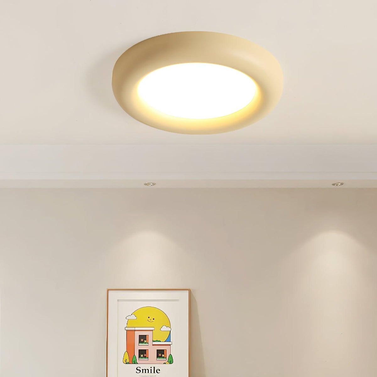 Ceiling Light Beige Flush Mount with Canopy Minimalist-Neutral Decor