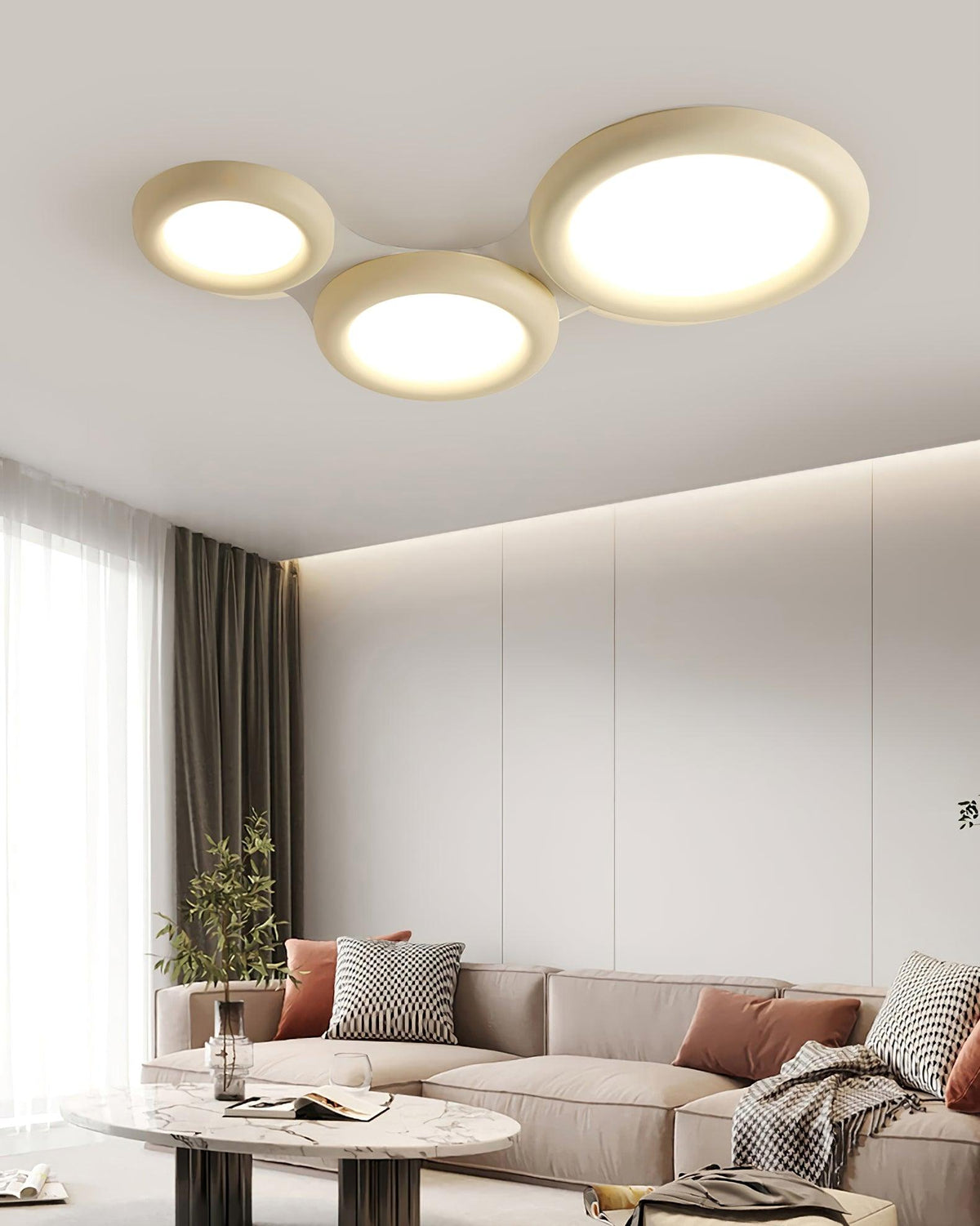 Ceiling Light Beige Flush Mount with Canopy Minimalist-Neutral Decor
