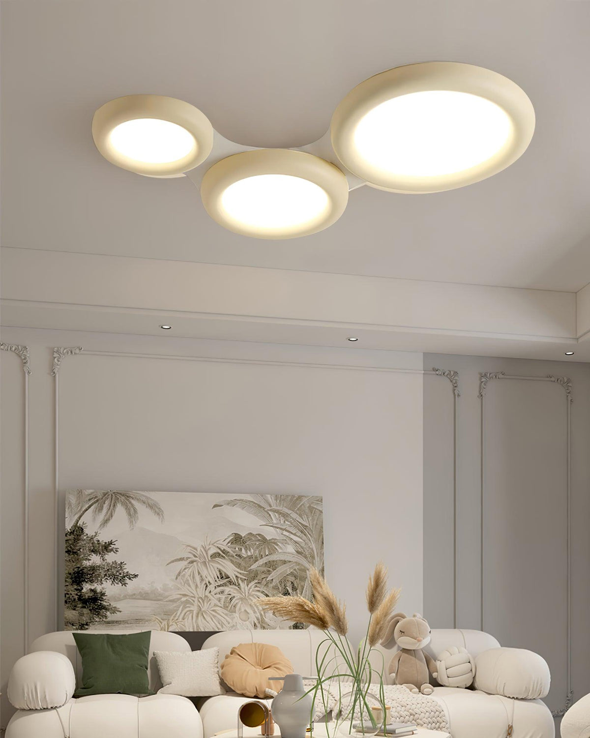 Ceiling Light Beige Flush Mount with Canopy Minimalist-Neutral Decor