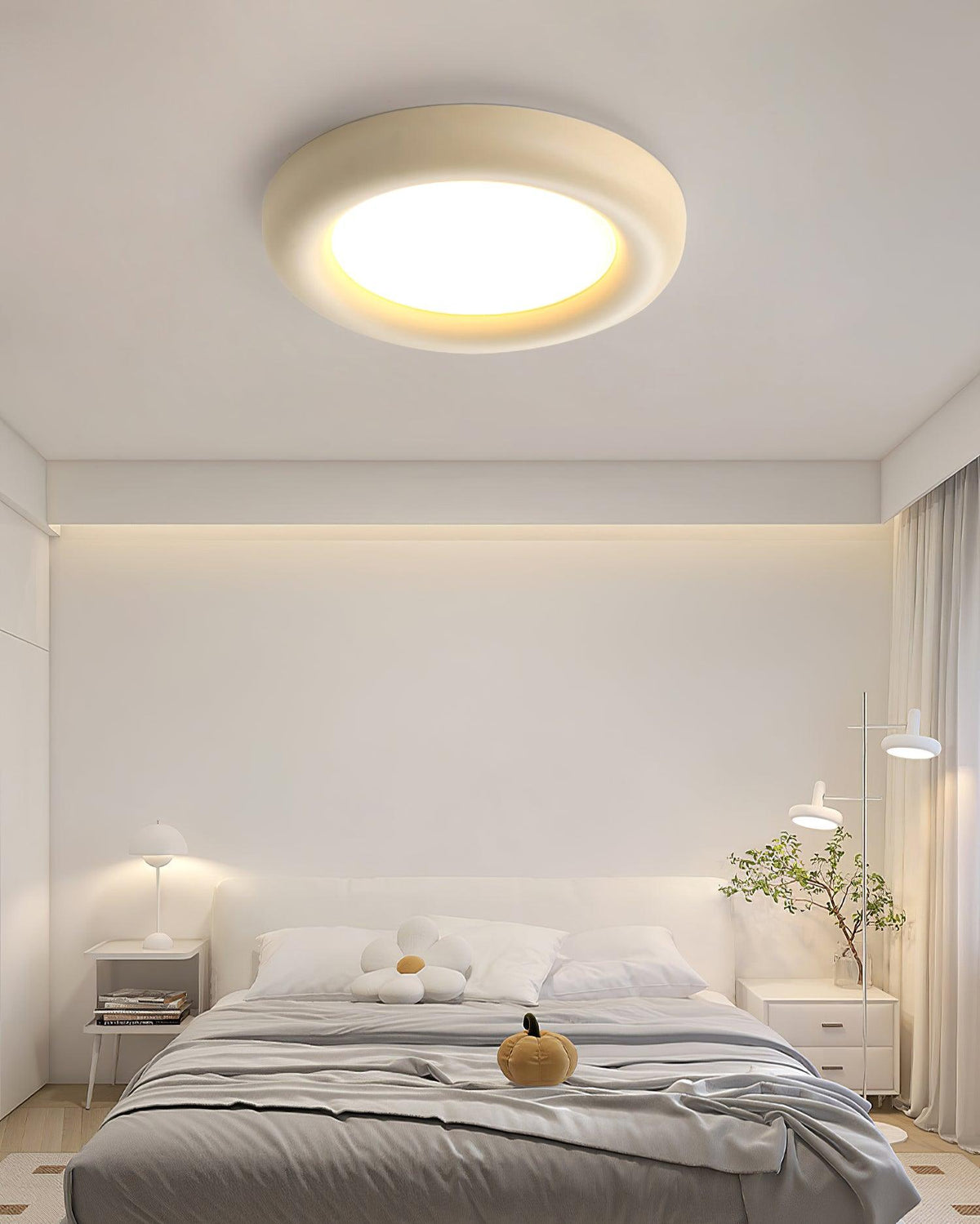 Ceiling Light Beige Flush Mount with Canopy Minimalist-Neutral Decor