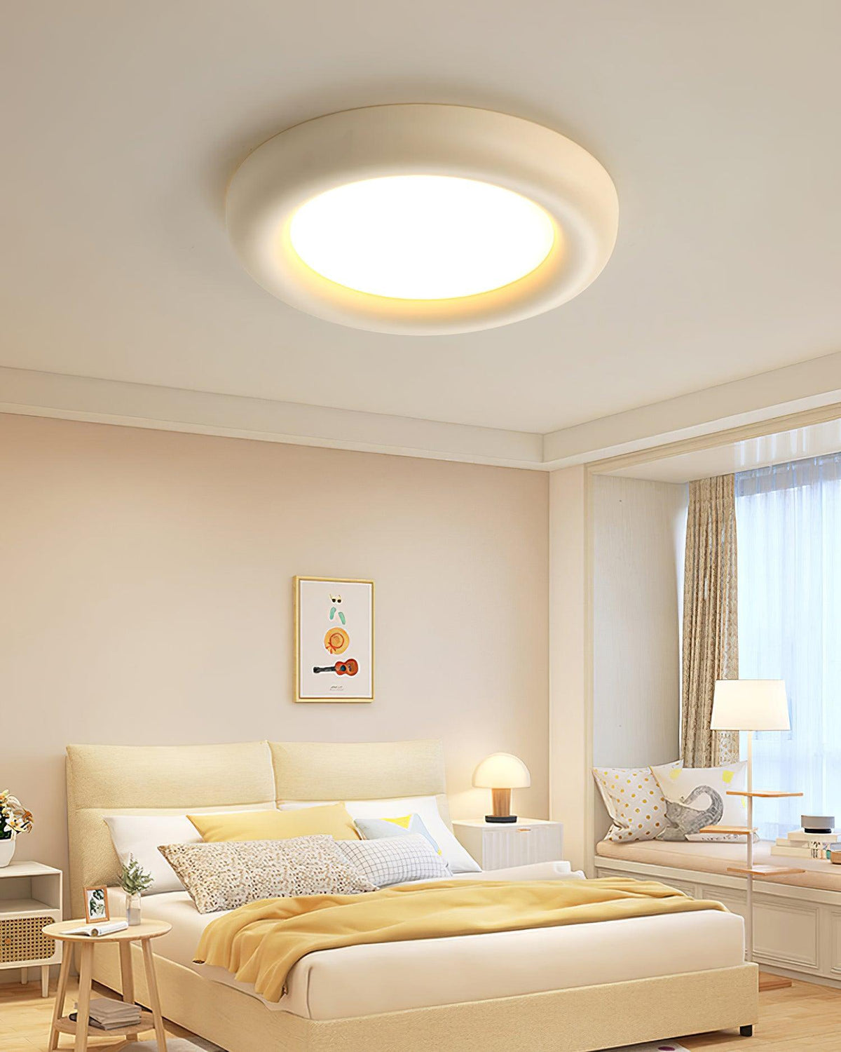 Ceiling Light Beige Flush Mount with Canopy Minimalist-Neutral Decor