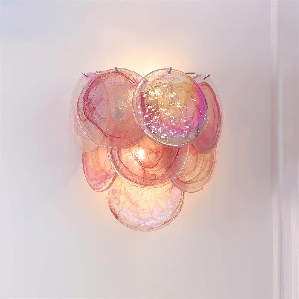 Opalara Pink Capiz Shell Wall Lamp-Neutral Decor