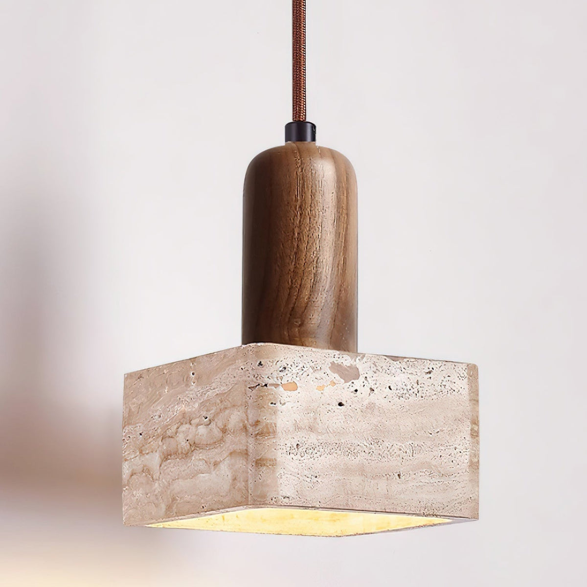 Ritta Square Travertine Pendant Light-Neutral Decor