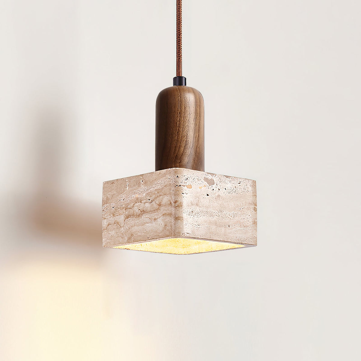 Ritta Square Travertine Pendant Light-Neutral Decor