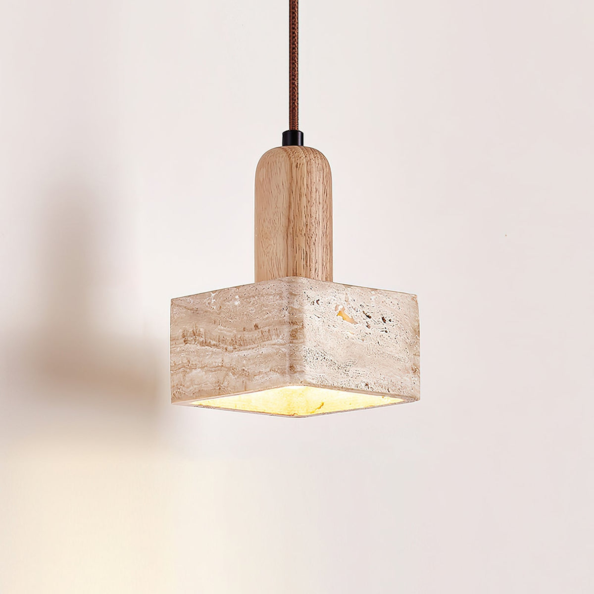 Ritta Square Travertine Pendant Light-Neutral Decor