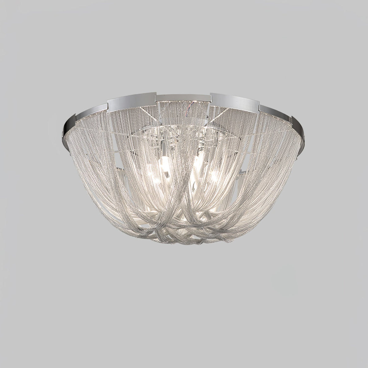 Lucella Plafonnier Frange Chaîne Cadre Nickel
