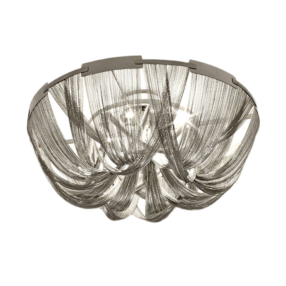 Lucella Plafonnier Frange Chaîne Cadre Nickel