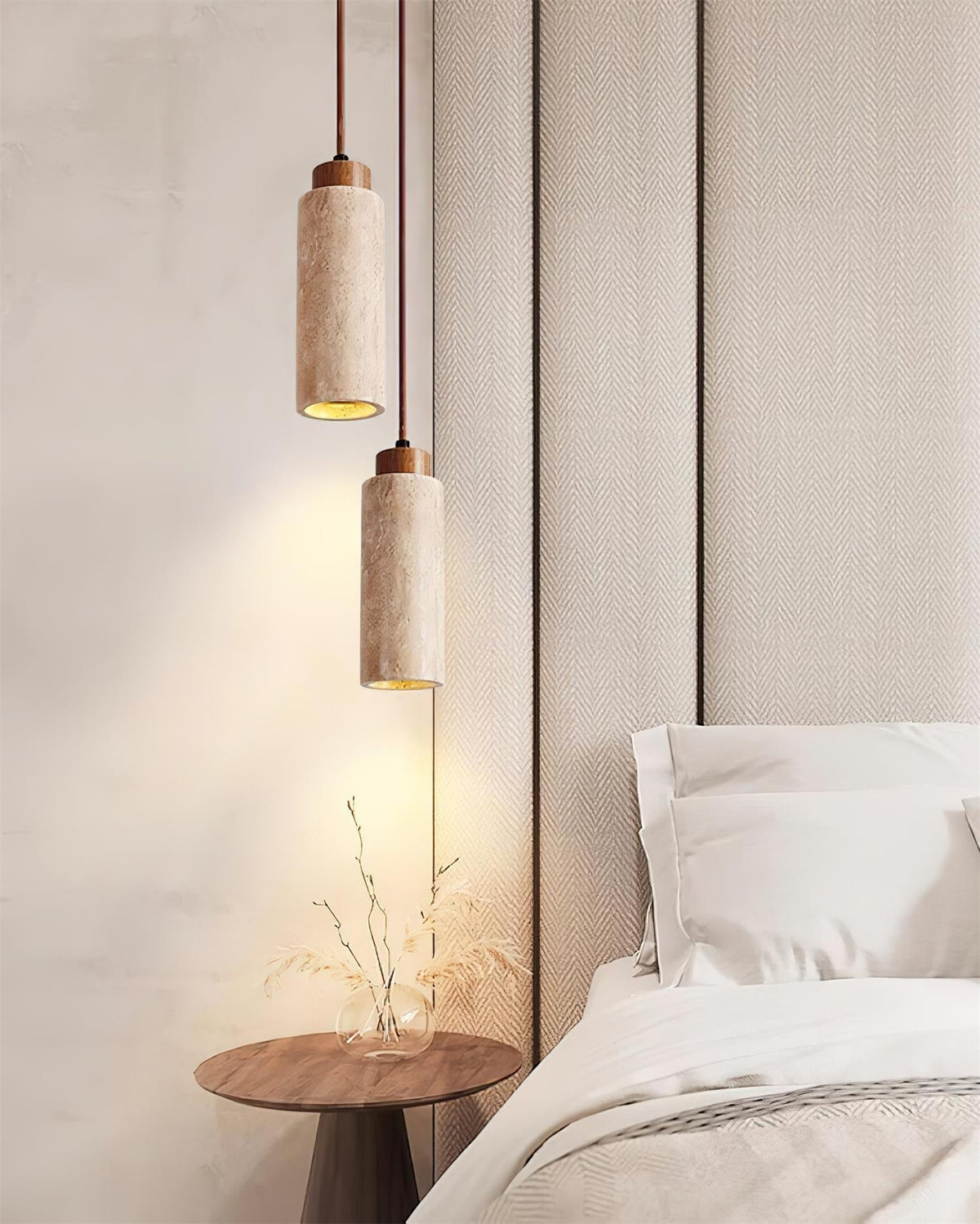 Nerova Pendant Light Travertine Wood Minimalist-Neutral Decor