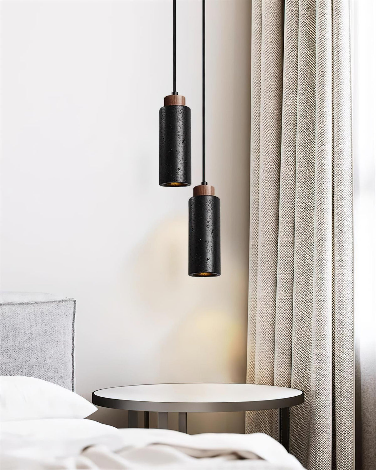 Nerova Pendant Light Travertine Wood Minimalist-Neutral Decor