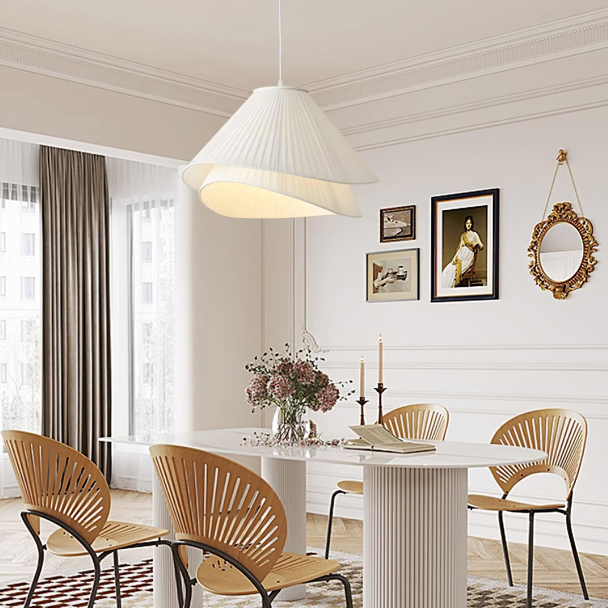Tempo Pleated Pendant Light-Neutral Decor