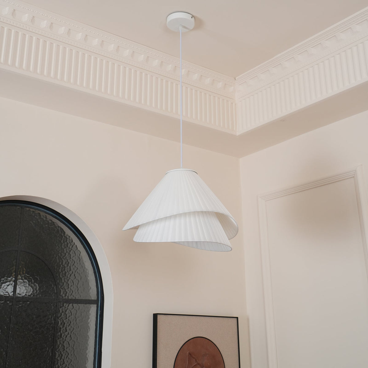 Tempo Pleated Pendant Light-Neutral Decor