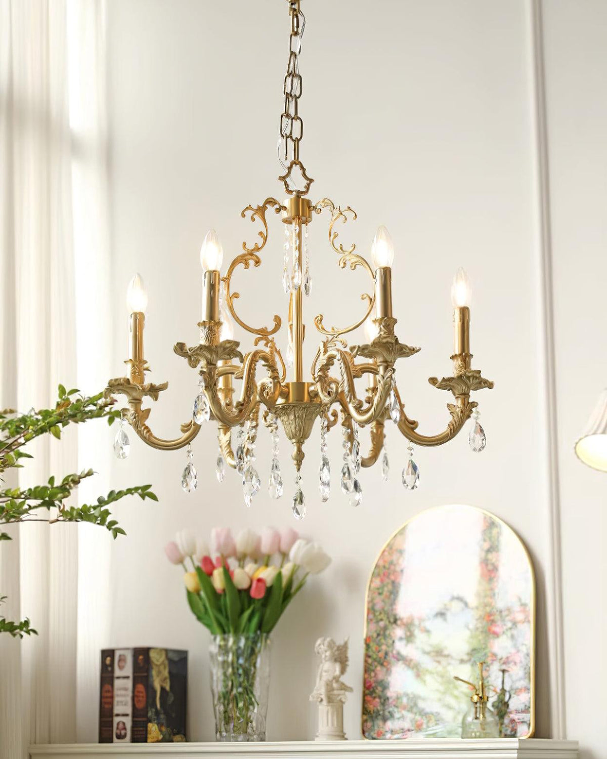 Ella Chandelier Classic Brass Crystal-Neutral Decor