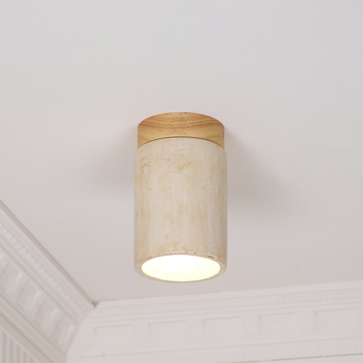 Aurnorira Lampe Plafonnier Cylindrique en Travertin